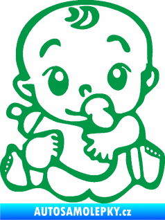 Samolepka Dítě v autě 069 levá mimčo s lahvičkou zelená