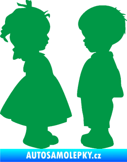 Samolepka Dítě v autě 071 levá holčička s chlapečkem sourozenci zelená