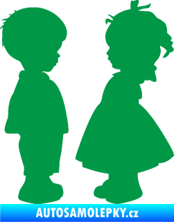Samolepka Dítě v autě 071 pravá holčička s chlapečkem sourozenci zelená