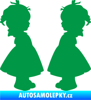Samolepka Dítě v autě 072 dvě holčičky sourozenci zelená