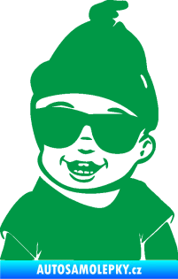 Samolepka Dítě v autě 081 levá chlapeček v brýlích zelená