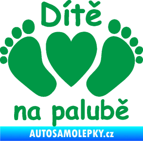 Samolepka Dítě v autě 089 nožičky s nápisem zelená