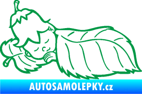 Samolepka Dítě v autě 107 levá spinká na lístečku zelená