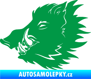 Samolepka Divoké prase 001 levá kanec hlava zelená