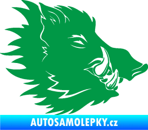 Samolepka Divoké prase 001 pravá kanec hlava zelená