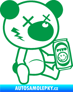 Samolepka Drunk bear 004 pravá medvěd s pivem zelená