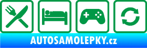 Samolepka Eat sleep game repeat hrát počítačové hry zelená