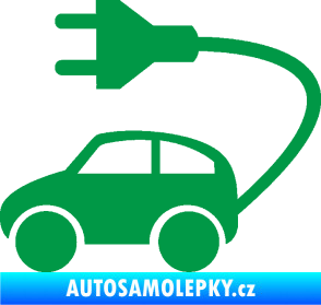 Samolepka Elektro auto 002 levá symbol zásuvka zelená