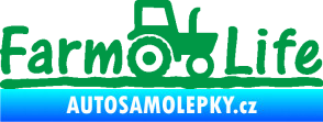 Samolepka Farm life nápis s traktorem zelená