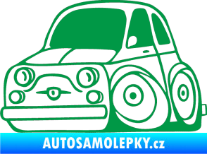 Samolepka Fiat 500 karikatura levá zelená