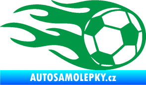 Samolepka Fotbalový míč 004 pravá v plamenech zelená