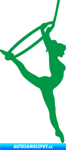 Samolepka Gymnastka 004 pravá cvičení s kruhem zelená