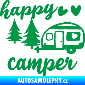 Samolepka Happy camper levá cestování zelená