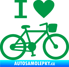 Samolepka I love cycling pravá zelená