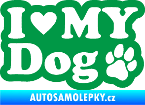 Samolepka I love my dog 002 zelená