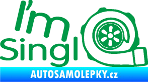 Samolepka I´m single 003 nápis turbo zelená