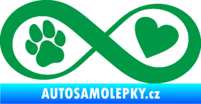 Samolepka Infinity 002 srdce a tlapka pravá zelená