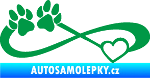 Samolepka Infinity 003 pravá srdce a tlapky zelená