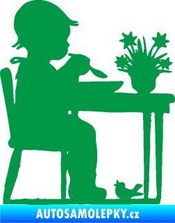 Samolepka Interiér 001 levá dítě u stolečku zelená
