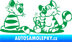 Samolepka Interiér 010 pravá kočičky zelená