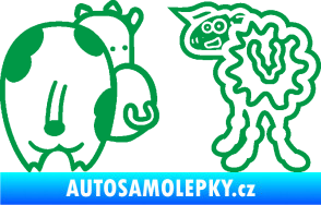 Samolepka JDM kravička a ovečka 001 levá zelená