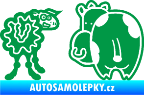 Samolepka JDM kravička a ovečka 002 pravá zelená
