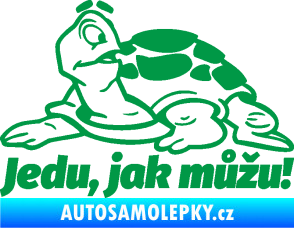 Samolepka Jedu, jak můžu! 001 levá nápis se želvou zelená