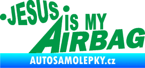 Samolepka Jesus is my airbag nápis zelená