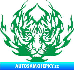 Samolepka Kapota 033 tygr v plamenech zelená