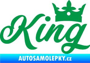 Samolepka King nápis s korunou zelená