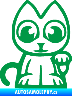 Samolepka Kočička lucky cat JDM pravá zelená