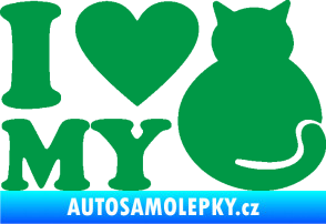 Samolepka Kočka 033 I love my cat zelená