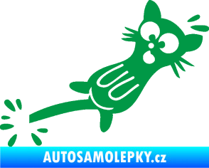Samolepka Kočka přivřená do dveří pravá zelená