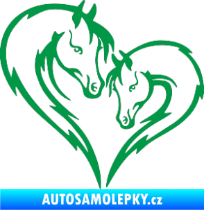 Samolepka Koníci 002 - levá srdíčko kůň s hříbátkem zelená
