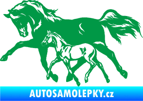 Samolepka Koníci 003 levá kobylka s hříbětem zelená