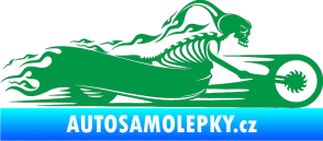 Samolepka Kostra na motorce s plameny pravá zelená