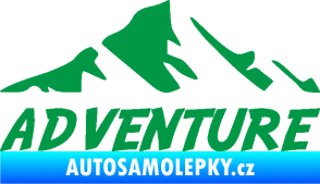 Samolepka Krajina hory 040 turistika, nápis Adventure zelená