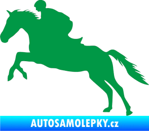Samolepka Kůň 019 levá jezdec v sedle zelená