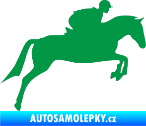 Samolepka Kůň 020 pravá skok s jezdcem zelená