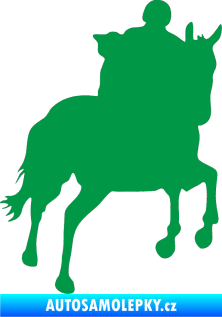 Samolepka Kůň 021 pravá s jezdcem zelená