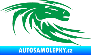 Samolepka Kůň 023 pravá hlava s vlající hřívou zelená