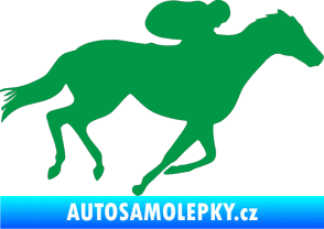 Samolepka Kůň 027 pravá závodí s jezdcem zelená