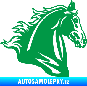 Samolepka Kůň 058 pravá hlava s hřívou zelená