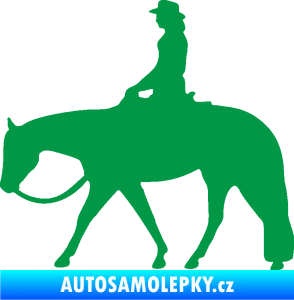 Samolepka Kůň 082 levá kovbojka na koni zelená
