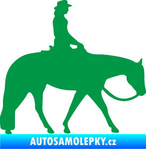 Samolepka Kůň 082 pravá kovbojka na koni zelená