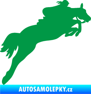 Samolepka Kůň 084 pravá s jezdkyní zelená