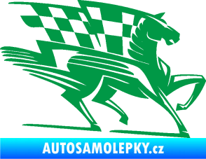Samolepka Kůň racing 001 pravá se šachovnicí zelená