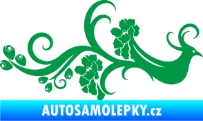 Samolepka Květina dekor 014 pravá páv zelená