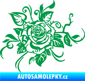 Samolepka Květina dekor 016 levá růže zelená