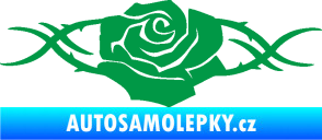 Samolepka Květina dekor 020 levá růže s trny zelená